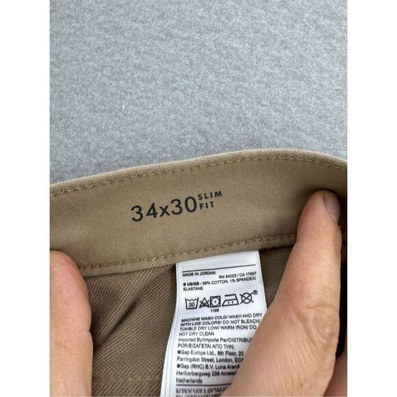 Banana Republic Mens Khaki High-Rise Slim Fit Traveller Chino Pants Size 34 x 30 - Picture 6 of 11